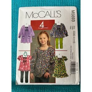 McCalls Sewing pattern 5693 girls Dress top ruffle hem size 2 3 4 5